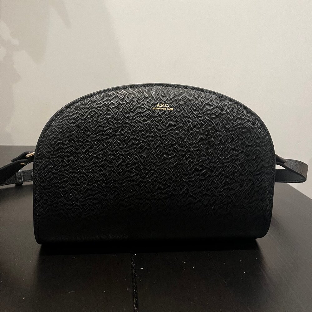 a.p.c. demi-lune mini bag in embossed calfskin leather